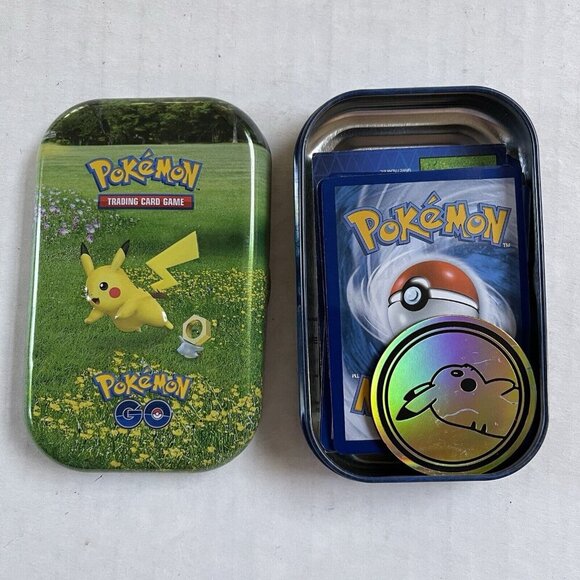 Pokemon Mini Tin Pikachu Cards Coin Collectible - Picture 1 of 5